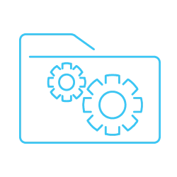 An outline of a folder with two gears, symbolizing settings or configuration.